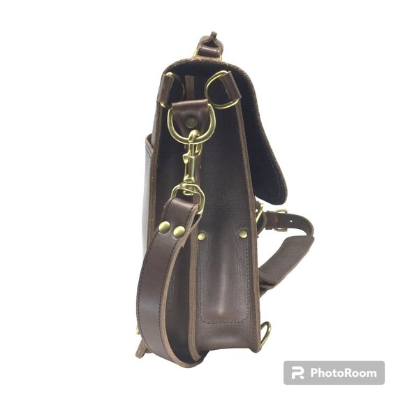 Briefcase Laptop Messenger LUX Quality Brass Handmade Brown Leather 16x12 NEW - Picture 8 of 10